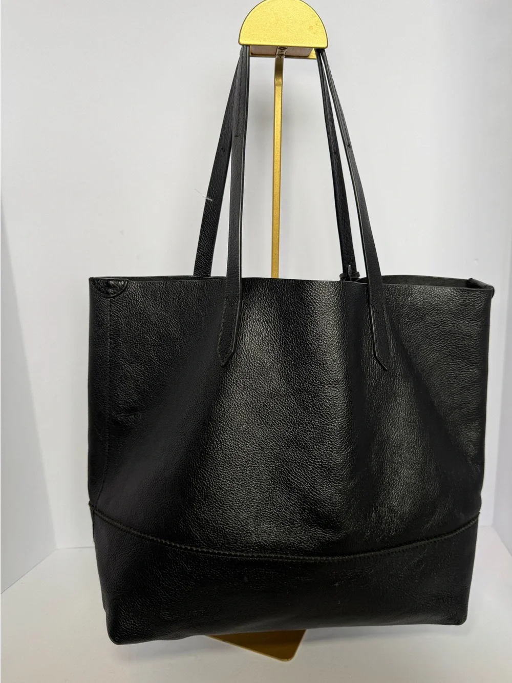 J.Crew Downing Tote Bag in Black Pebbled Leather